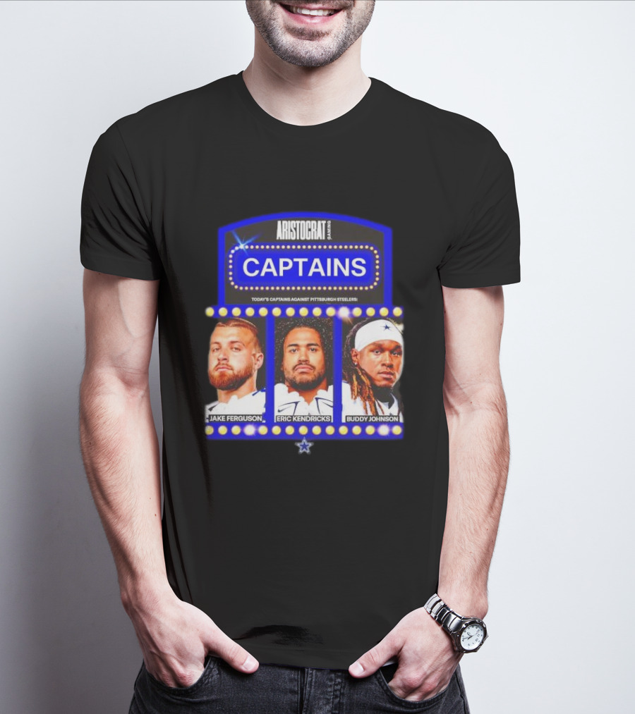 ARISTOCRAT CAPTAINS Dallas Cowboys Jake Ferguson Eric Kendricks Buddy Johnson Against Pittsburgh Steelers T-Shirt