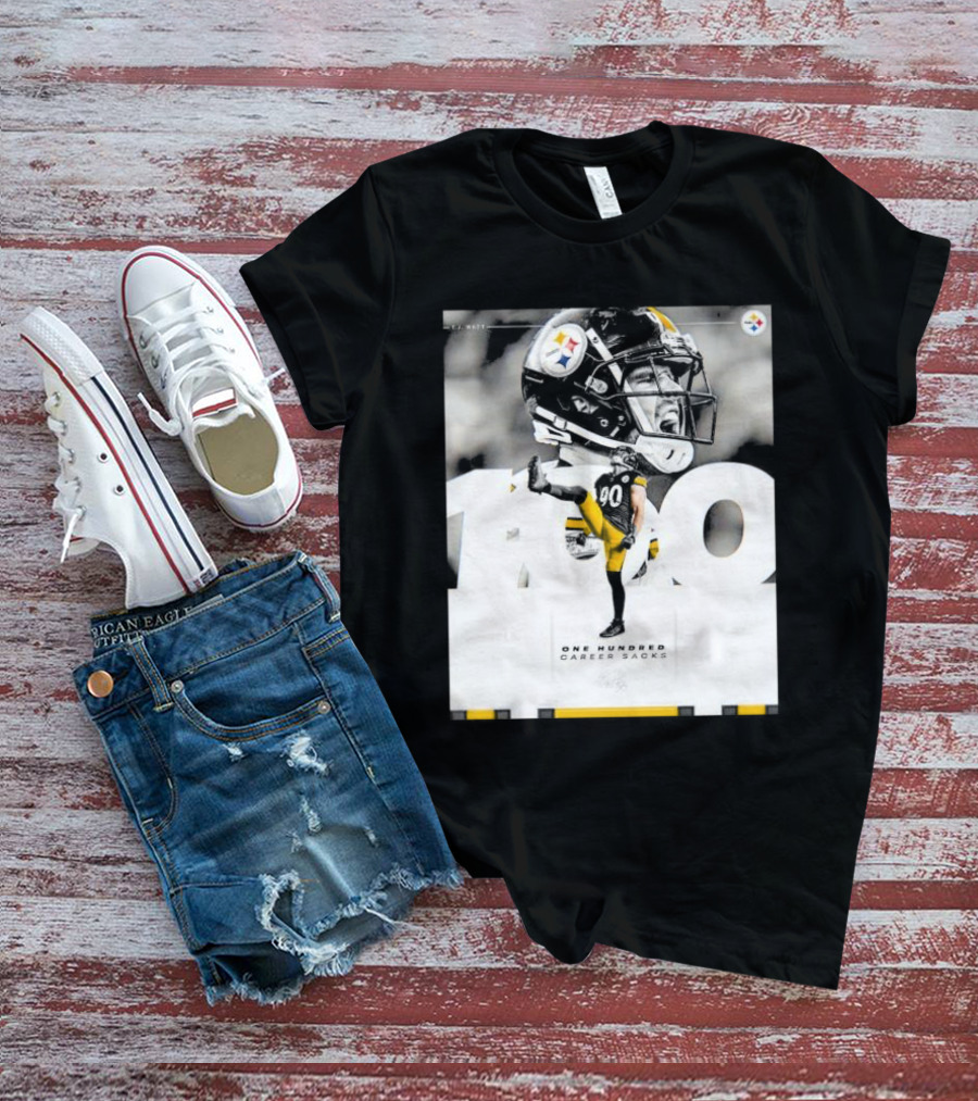 TJ Watt Pittsburgh Steelers 100 Career Sacks Signature T-Shirt