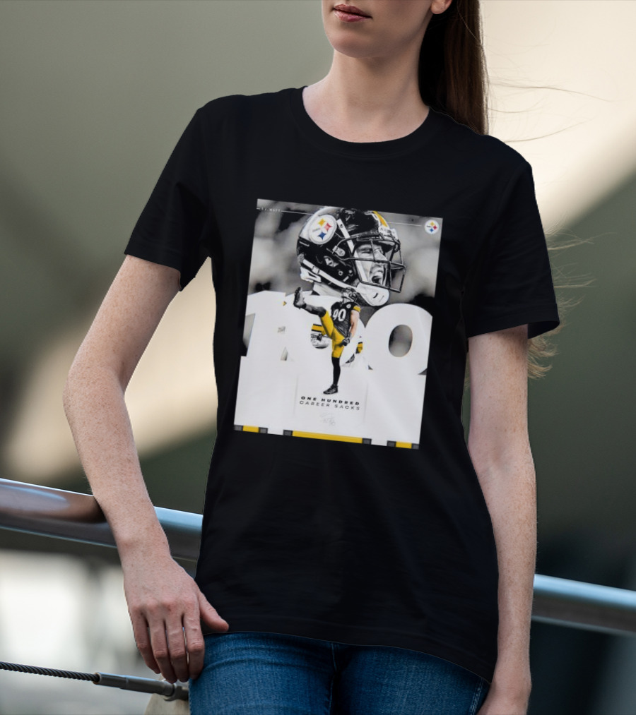 TJ Watt Pittsburgh Steelers 100 Career Sacks Signature T-Shirt