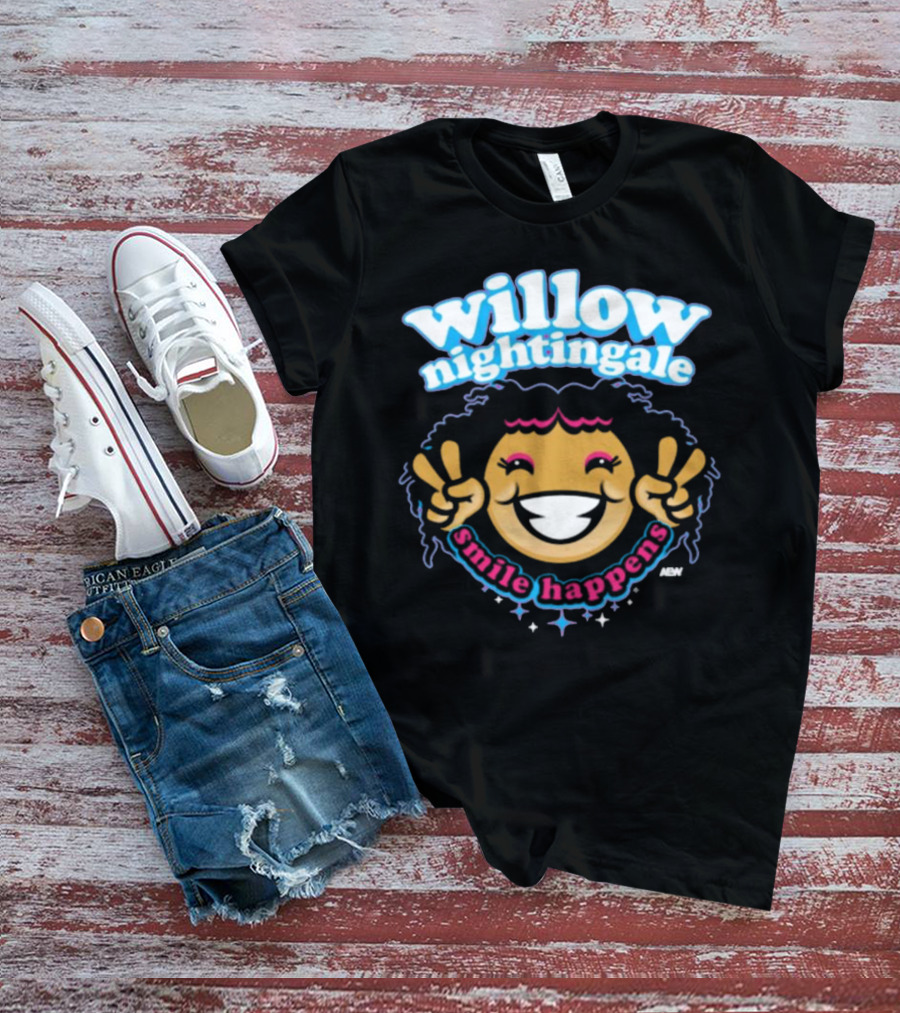 Willow Nightingale Smile Happens AEW Peaceful Emoji T-Shirt