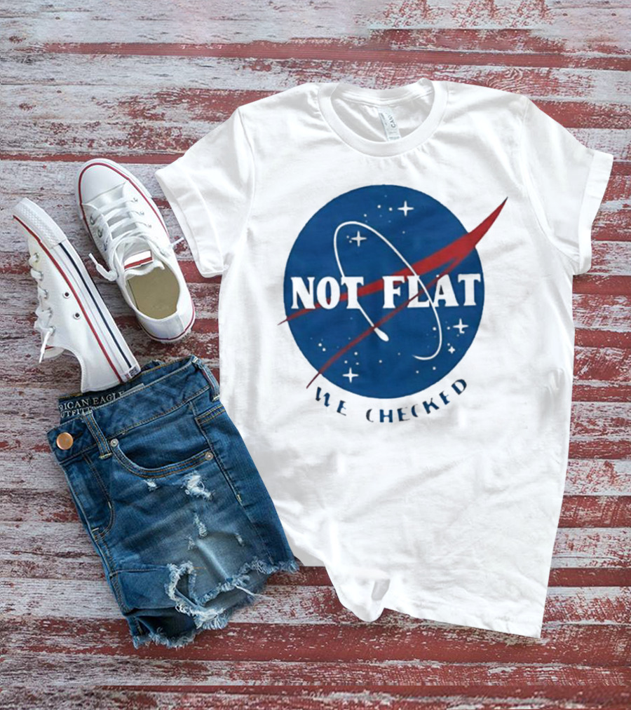 Not Flat We Checked Space Exploration Emblem T-Shirt