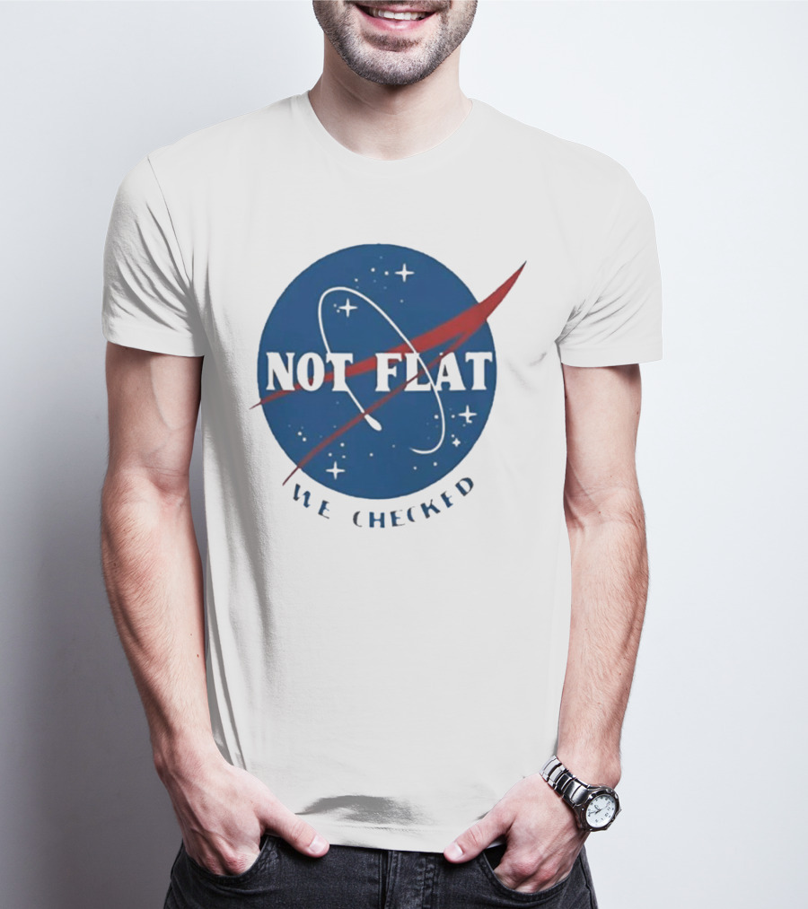 Not Flat We Checked Space Exploration Emblem T-Shirt