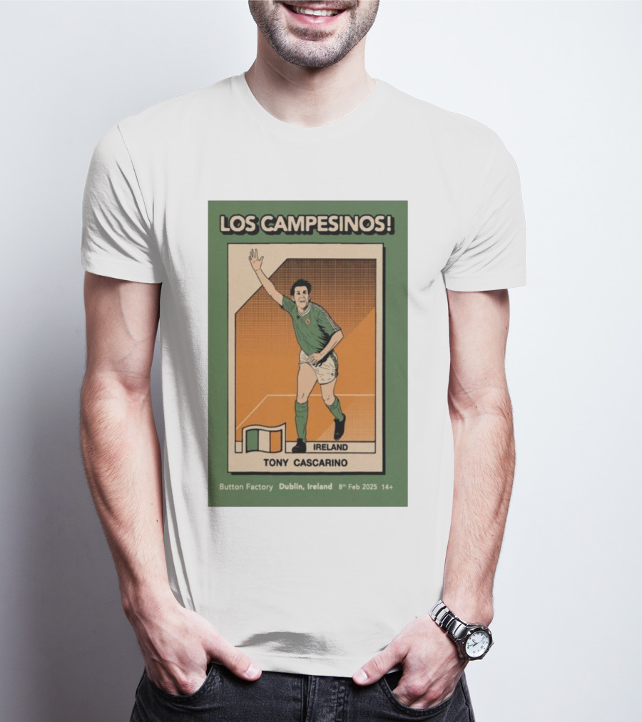 Los Campesinos Dublin Show Featuring Ireland Tony Cascarino Card At Button Factory February 8 2025 T-Shirt