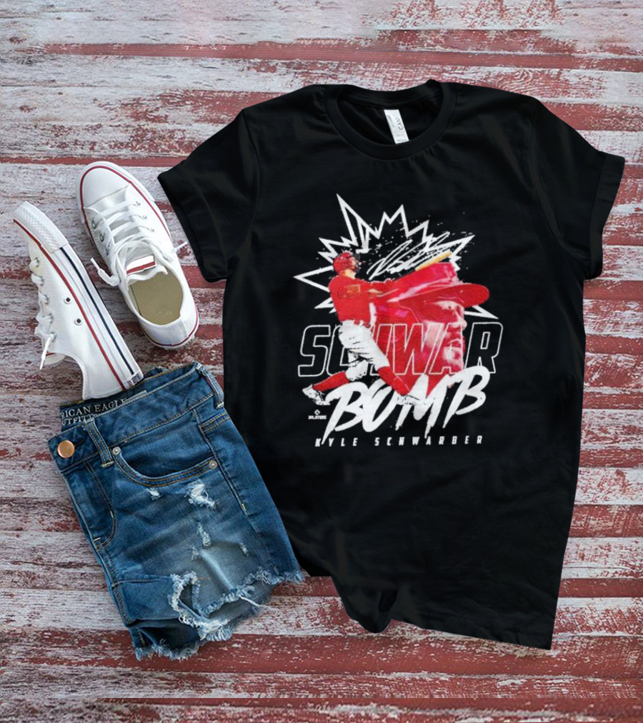 Schwar Bomb Kyle Schwarber Philadelphia Phillies Signature Iconic Baseball Explosion T-Shirt