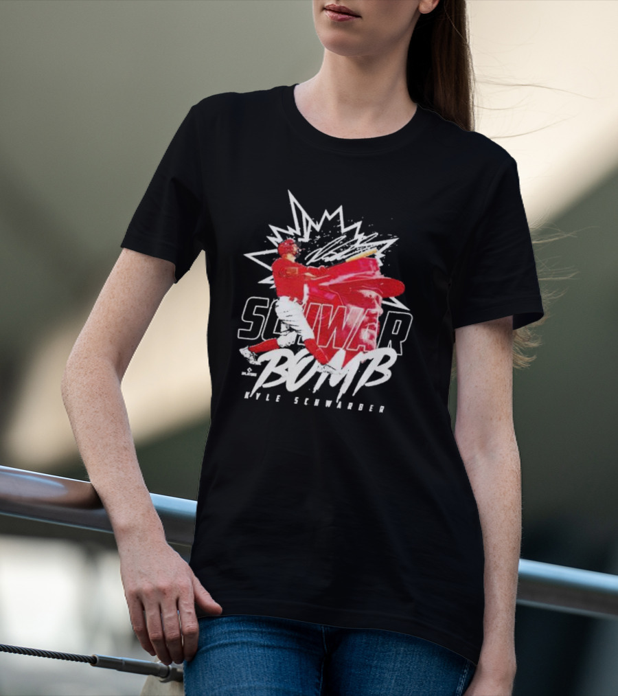 Schwar Bomb Kyle Schwarber Philadelphia Phillies Signature Iconic Baseball Explosion T-Shirt