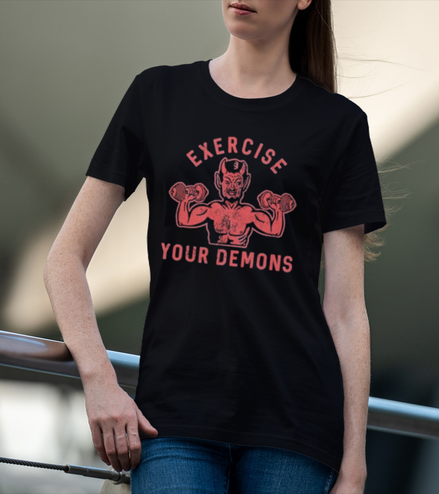 Ethan Buck Exercise Your Demons Devil Dumbbells T-Shirt