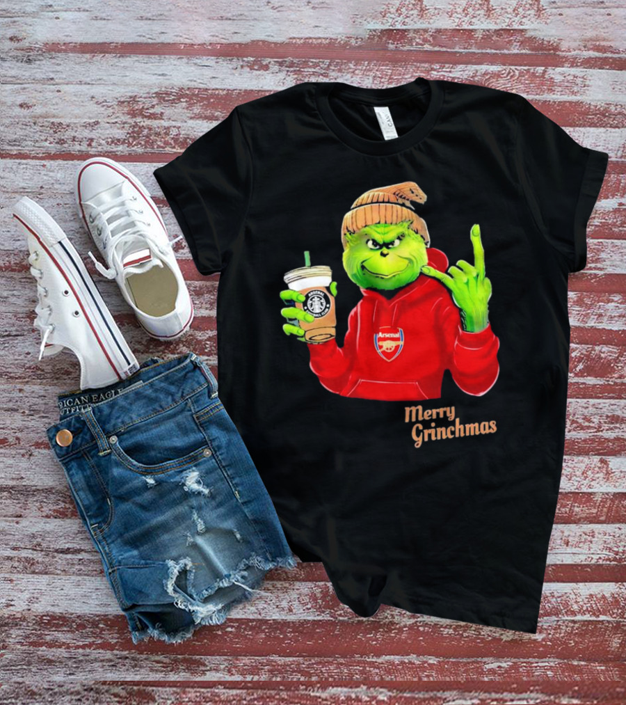 Grinch Arsenal FC Red Hoodie Merry Grinchmas Coffee Cup T-Shirt