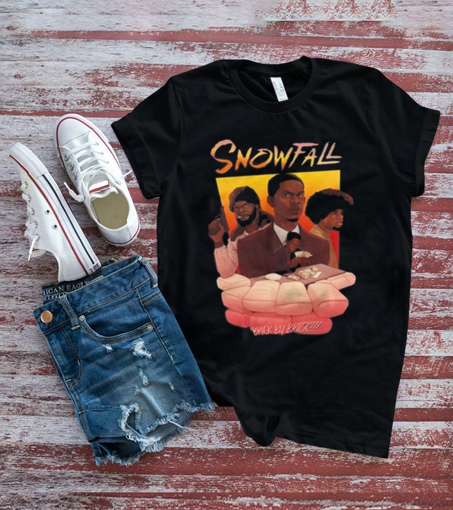 Snowfall Brick By Brick Retro Art Character Collage T-Shirt