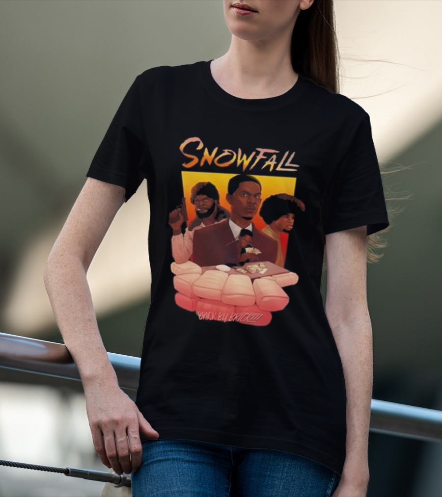 Snowfall Brick By Brick Retro Art Character Collage T-Shirt