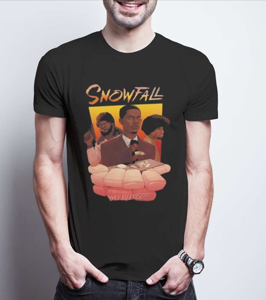 Snowfall Brick By Brick Retro Art Character Collage T-Shirt