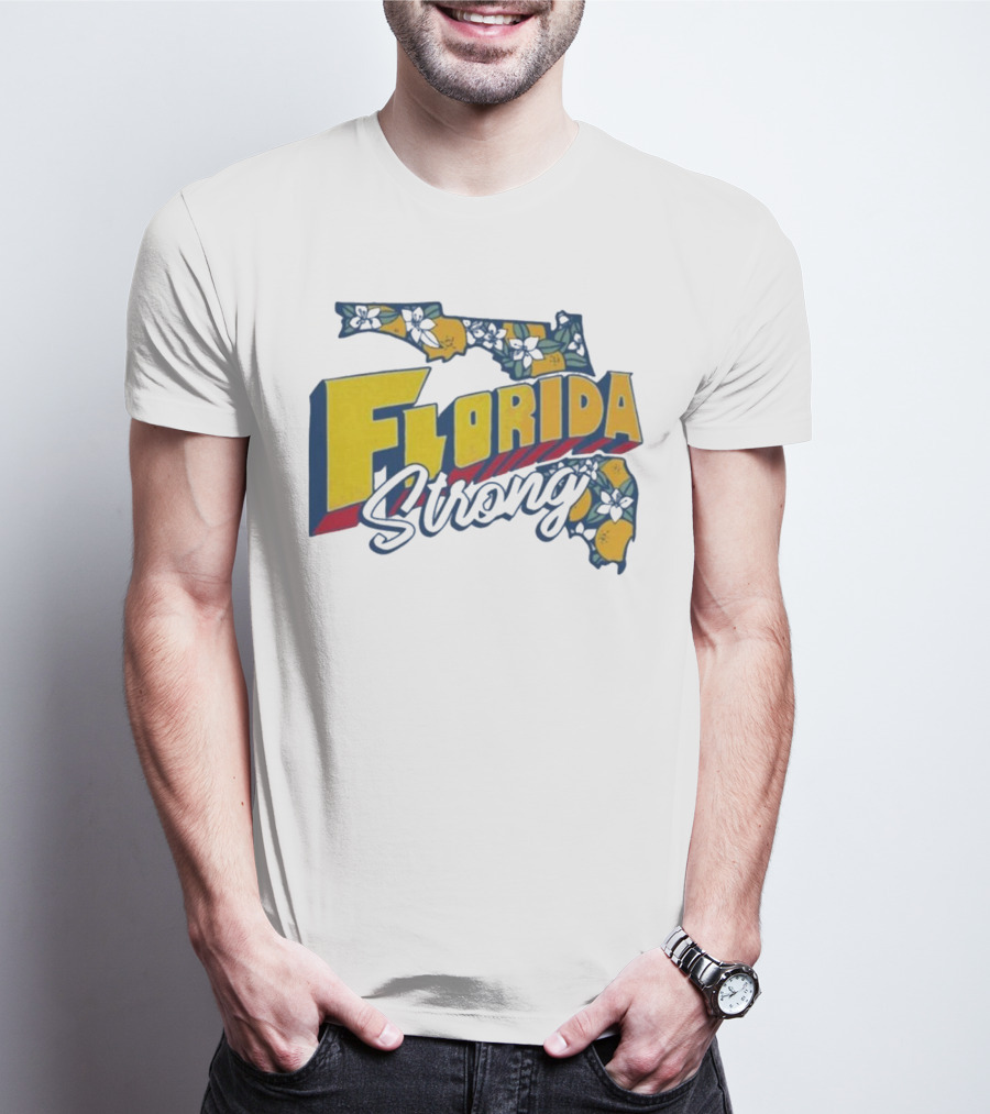 Florida Strong Hurricane Milton Pray Orange Blossom Map T-Shirt