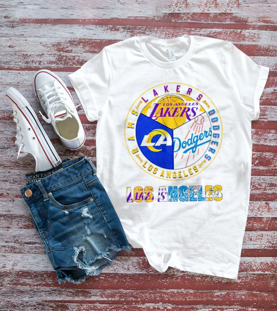 Los Angeles Rams Lakers Dodgers Circle Mashup T-Shirt