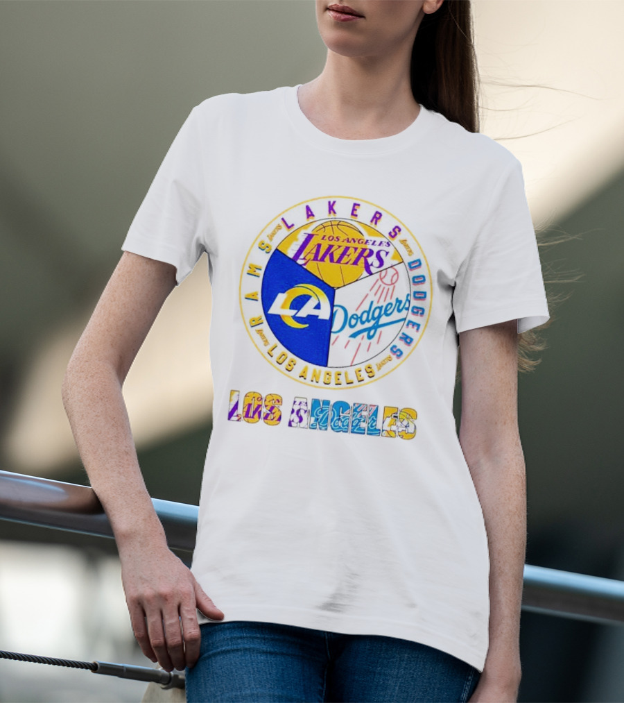 Los Angeles Rams Lakers Dodgers Circle Mashup T-Shirt