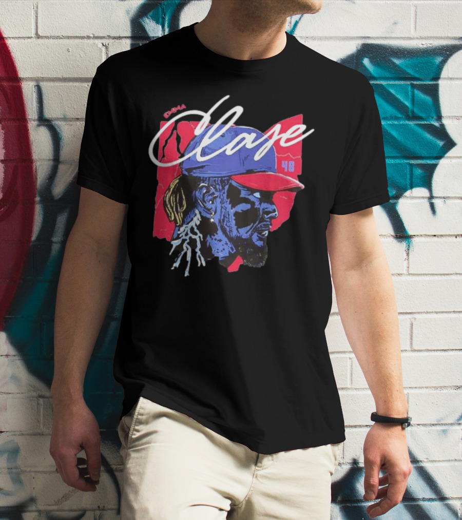 Emmanuel Clase Cleveland Guardians 48 Lightning Signature T-Shirt