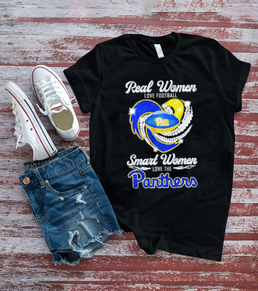 Real Women Love Football Smart Women Love Pitt Panthers T-Shirt