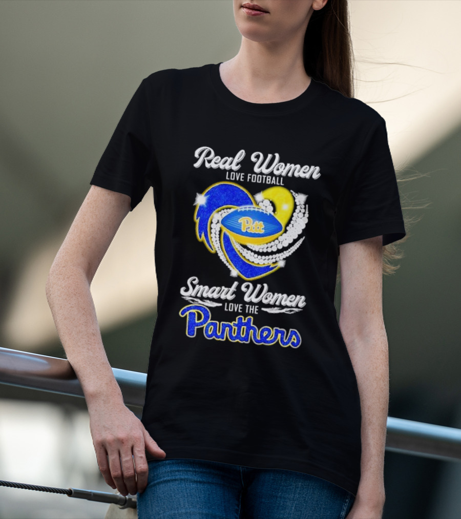 Real Women Love Football Smart Women Love Pitt Panthers T-Shirt