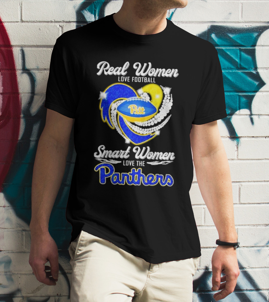 Real Women Love Football Smart Women Love Pitt Panthers T-Shirt