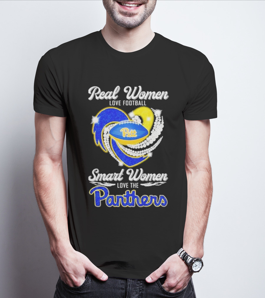Real Women Love Football Smart Women Love Pitt Panthers T-Shirt