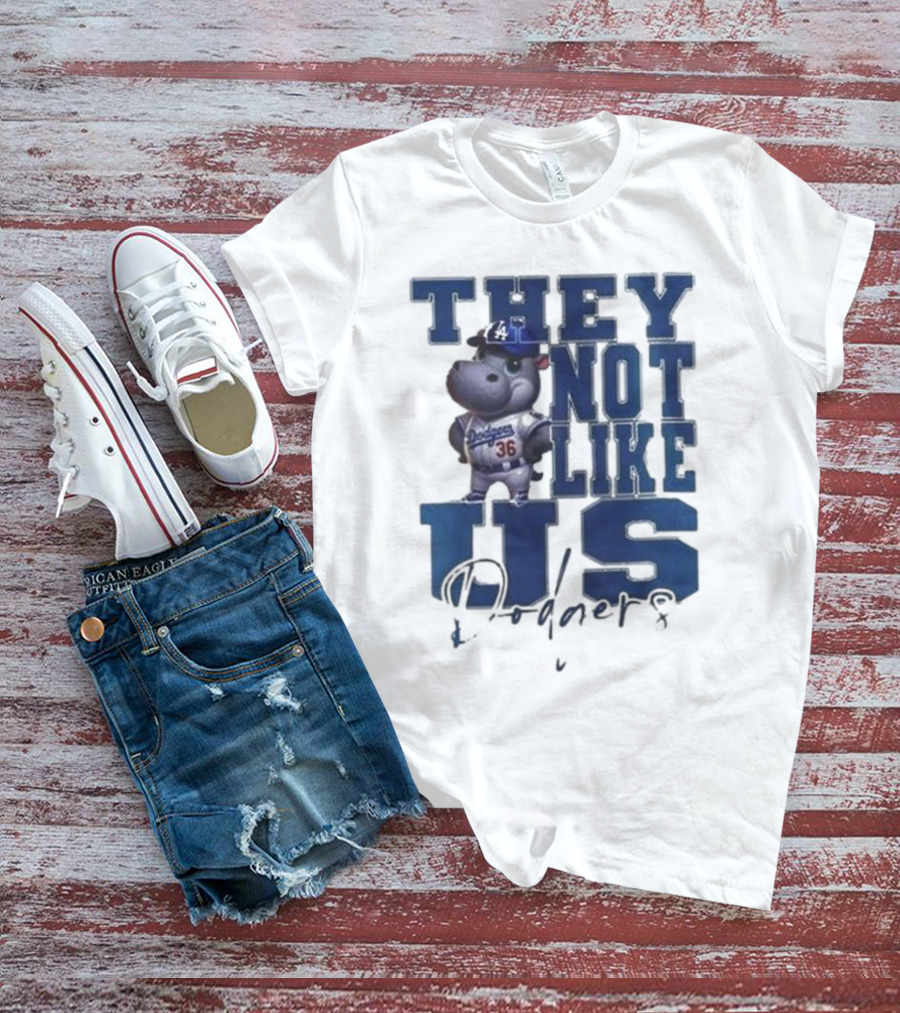 THEY NOT LIKE US Dodgers Moo Deng X Los Angeles Dodgers T-Shirt