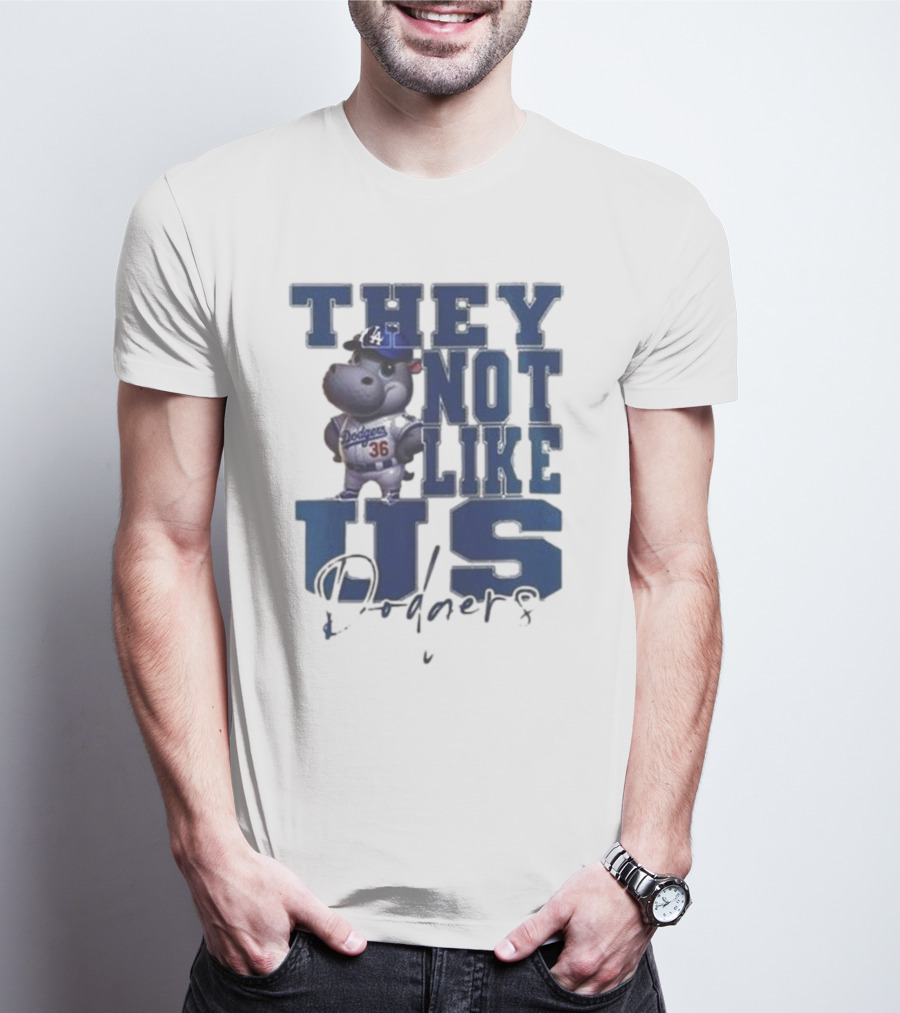 THEY NOT LIKE US Dodgers Moo Deng X Los Angeles Dodgers T-Shirt