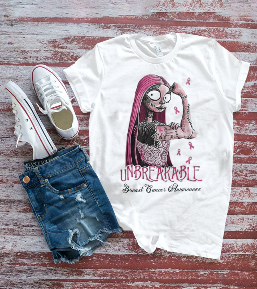 The Nightmare Before Christmas Sally Unbreakable Breast Cancer Awareness Warrior T-Shirt