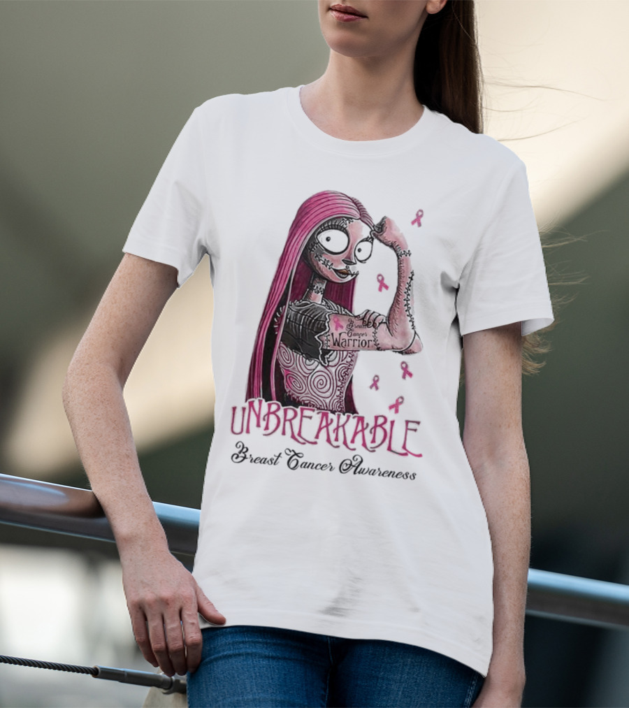 The Nightmare Before Christmas Sally Unbreakable Breast Cancer Awareness Warrior T-Shirt