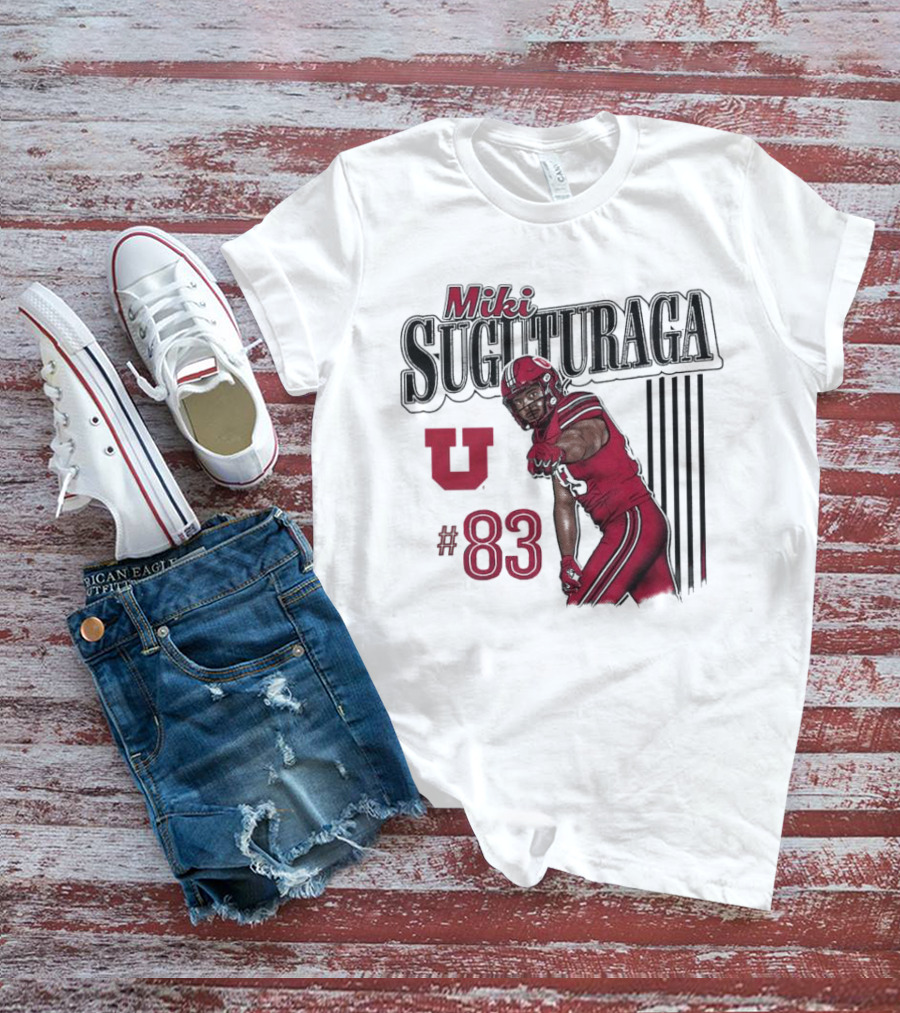 Miki Suguturaga Utah Utes #83 Football Cartoon Player T-Shirt