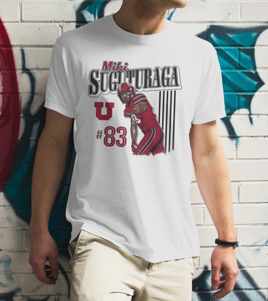 Miki Suguturaga Utah Utes #83 Football Cartoon Player T-Shirt