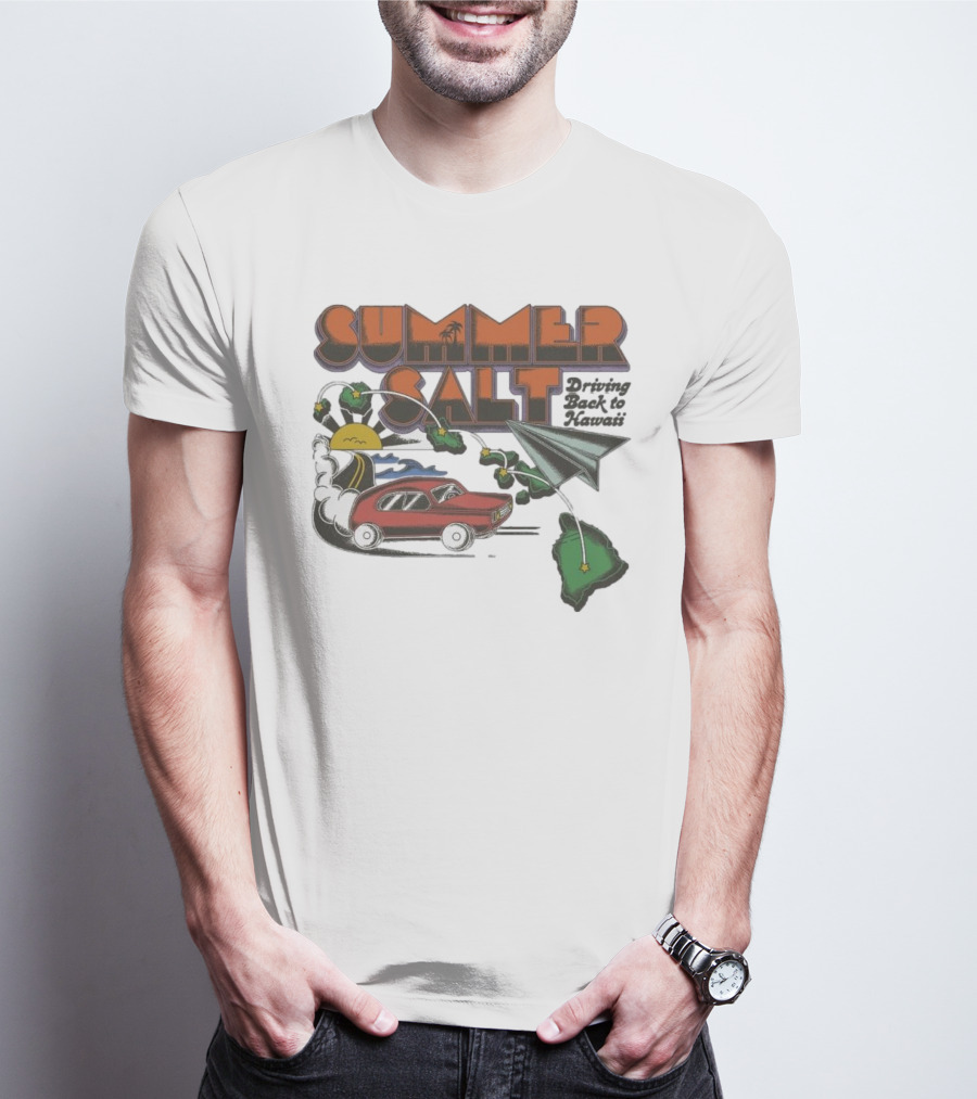 Summer Salt Driving Back To Hawaii Paper Airplane Car Island Tour T-Shirt