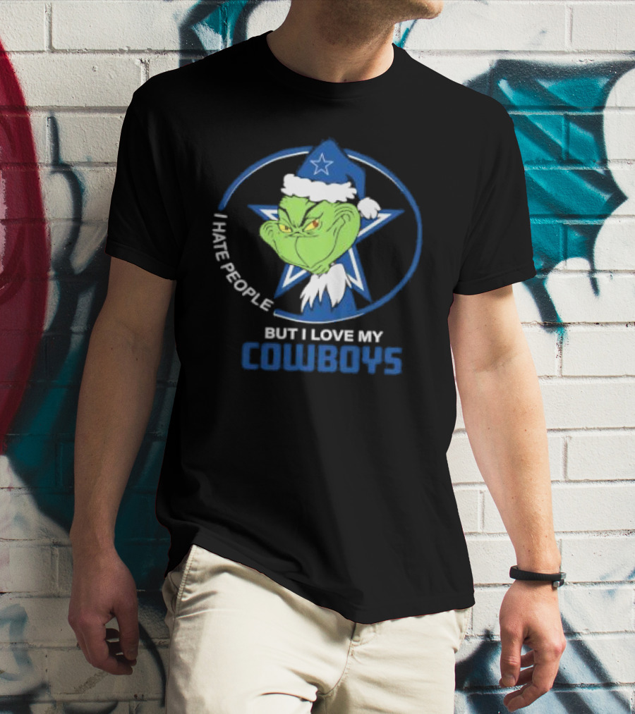 Dallas Cowboys Christmas Grinch I Hate People But I Love My Cowboys T-Shirt
