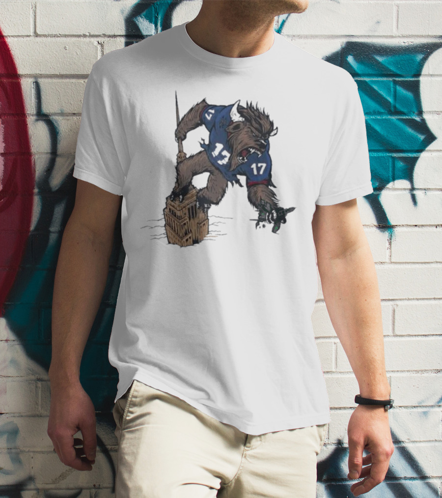Buffalo Bills King Of New York Mascot Towering Beast Number 17 T-Shirt