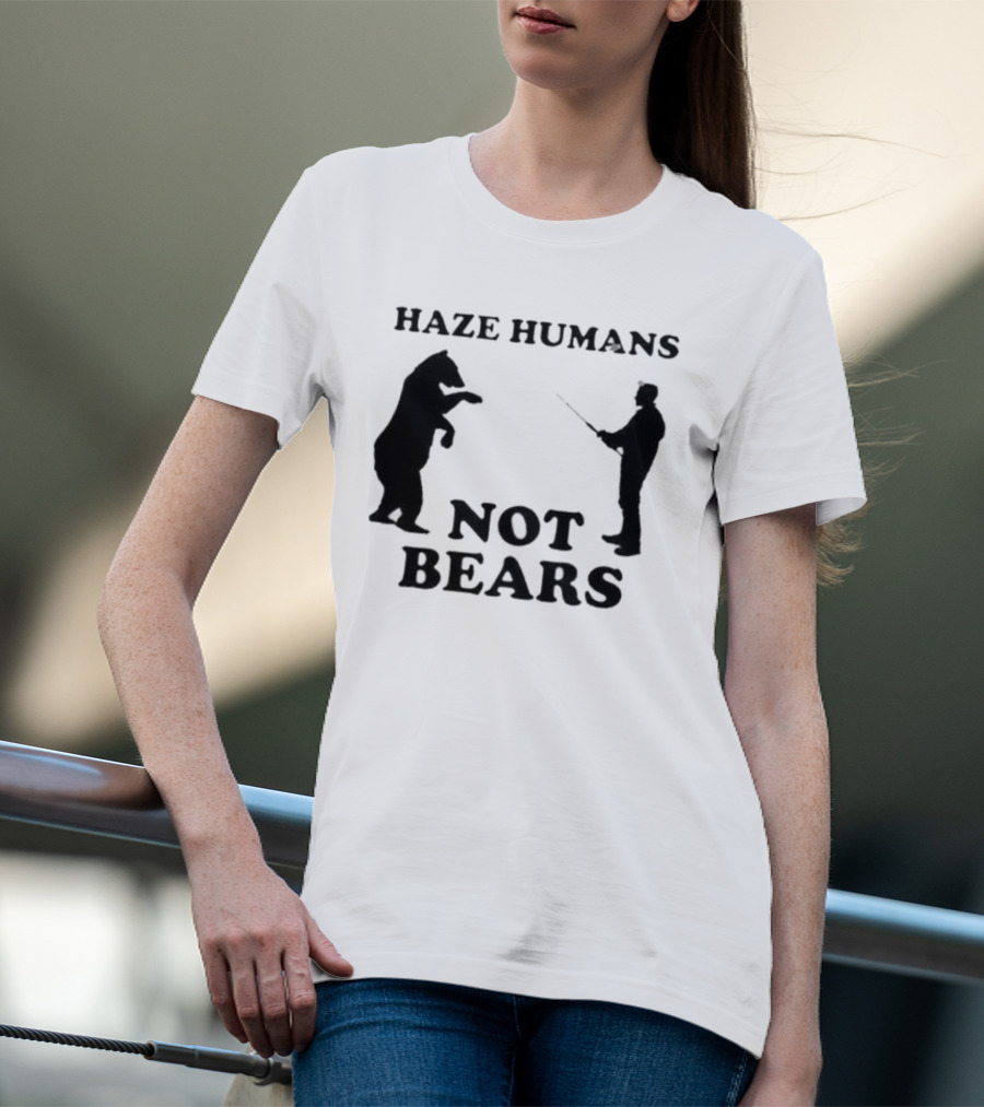 Haze Humans Not Bears Silhouette Of Person And Bear Confrontation T-Shirt
