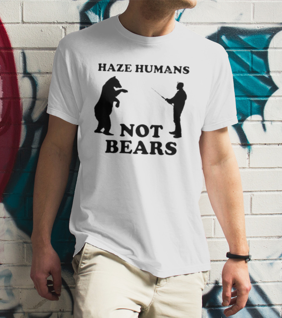 Haze Humans Not Bears Silhouette Of Person And Bear Confrontation T-Shirt