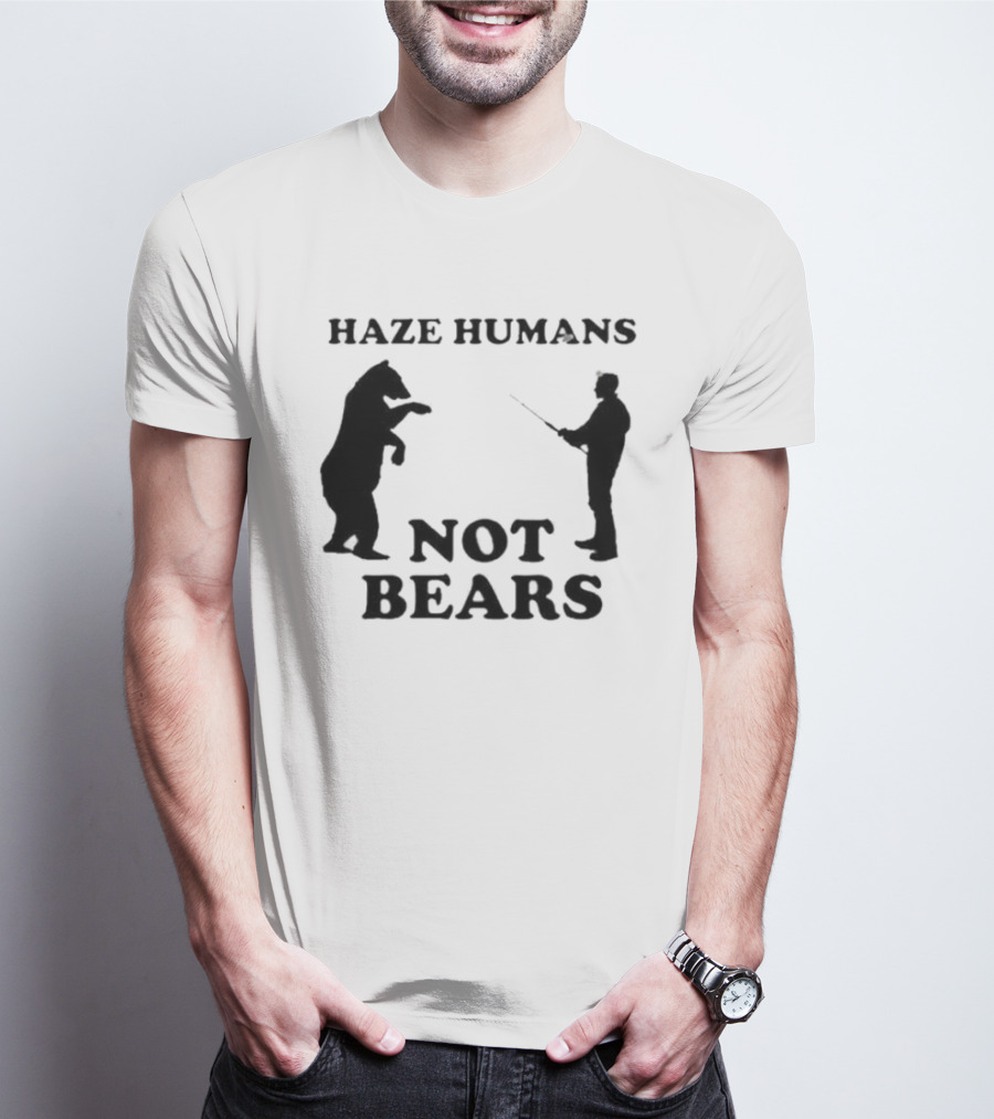 Haze Humans Not Bears Silhouette Of Person And Bear Confrontation T-Shirt