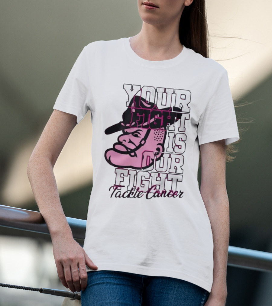 Texas A&M Aggies Your Fight Is Our Fight Tackle Cancer Vintage Football Helmet T-Shirt