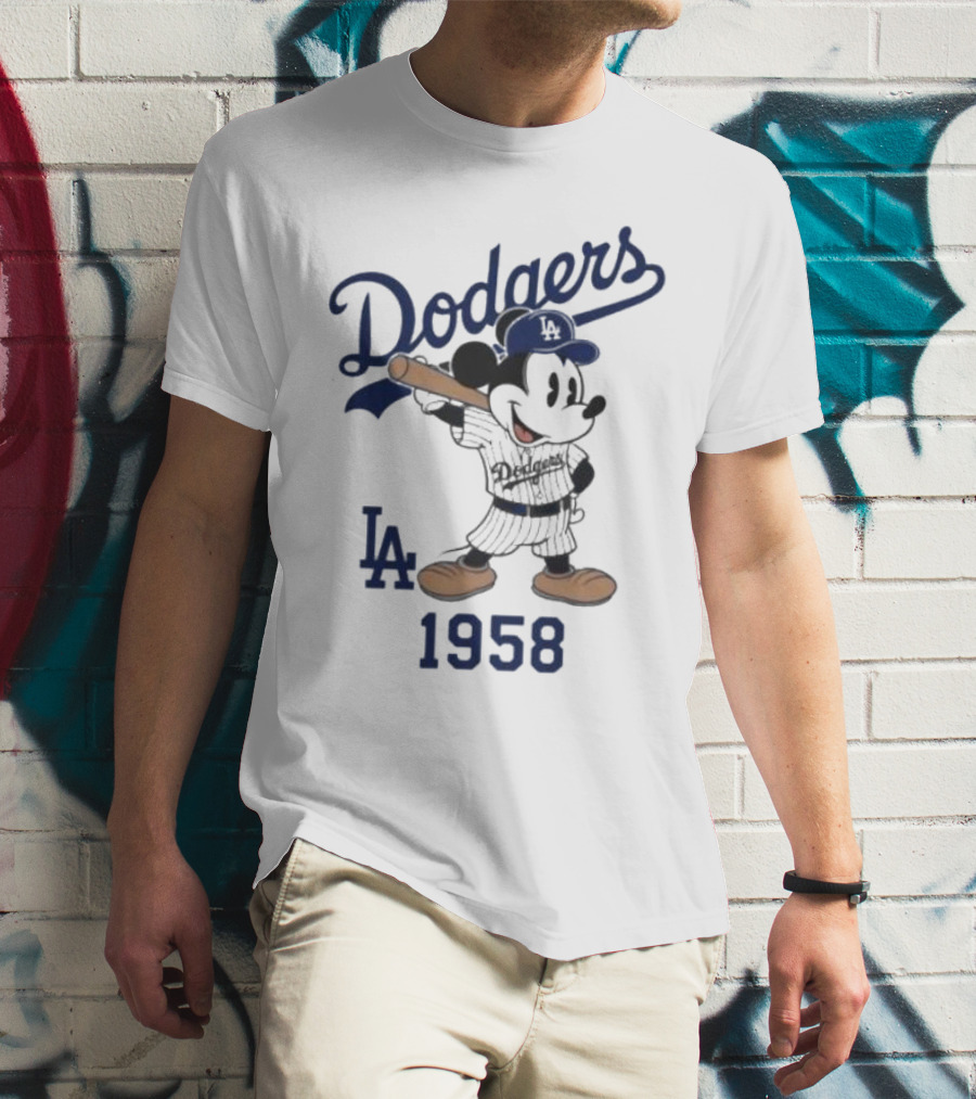 Mickey Mouse Los Angeles Dodgers 1958 LA Baseball T-Shirt
