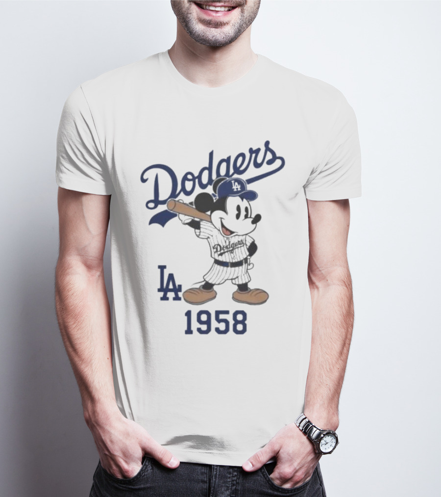Mickey Mouse Los Angeles Dodgers 1958 LA Baseball T-Shirt