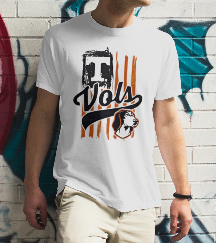 Vols T Logo With Dog And Orange Stripes T-Shirt