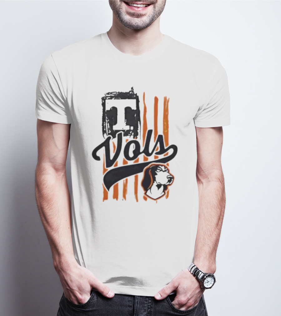 Vols T Logo With Dog And Orange Stripes T-Shirt