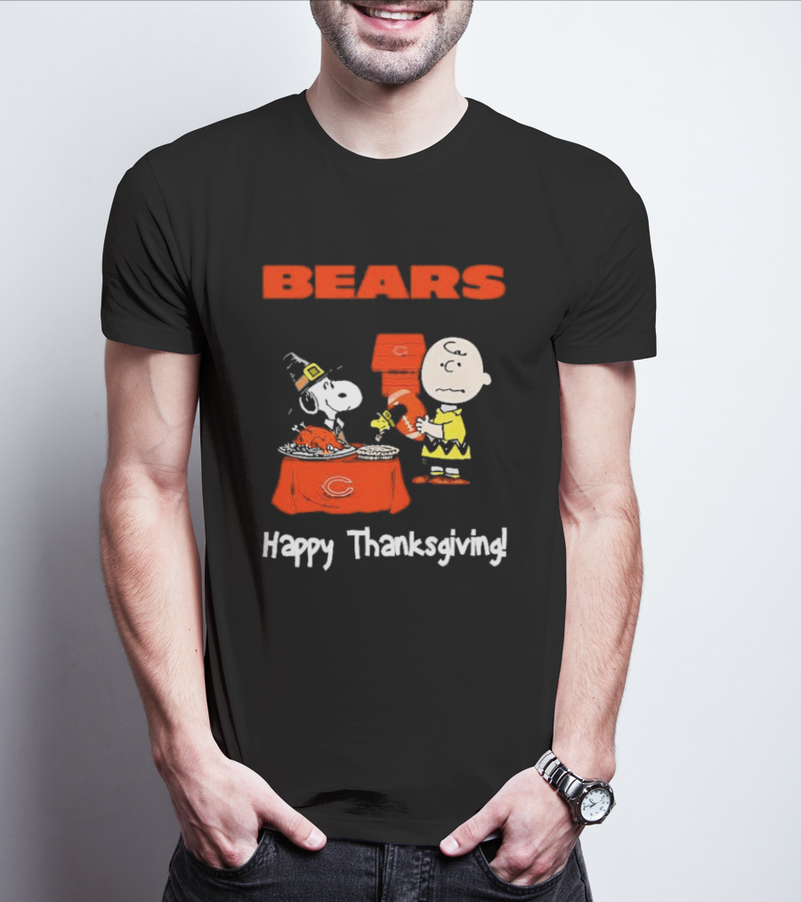 BEARS Chicago Charlie Brown And Snoopy Happy Thanksgiving T-Shirt