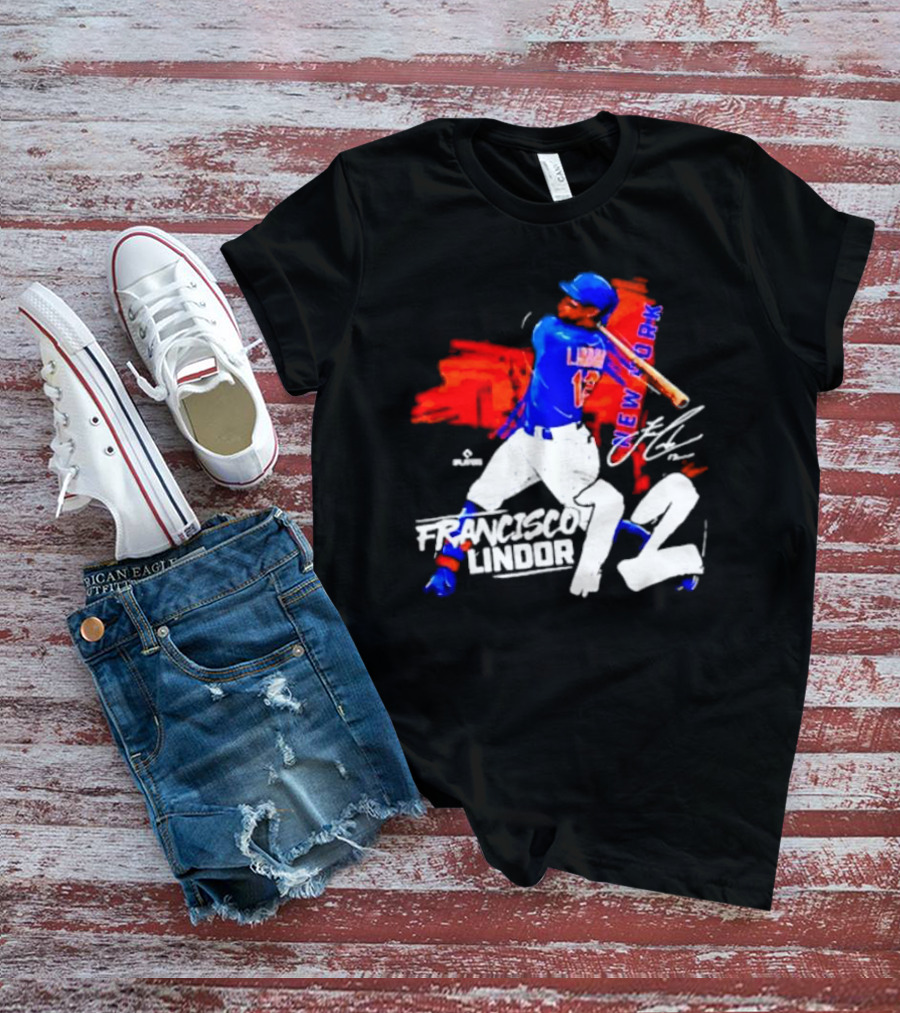 FRANCISCO LINDOR NEW YORK METS NUMBER 12 SIGNATURE HIT T-Shirt