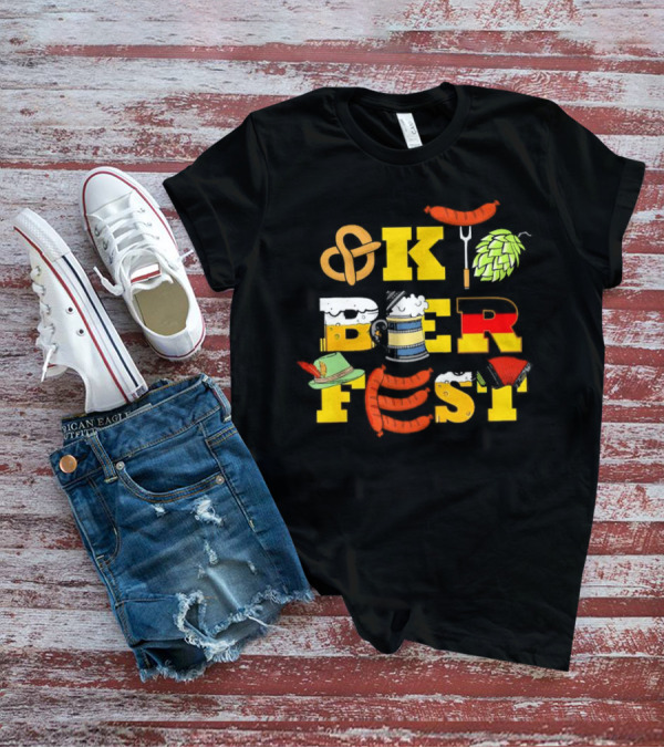 Oktoberfest Germany Beer Pretzel Sausage Hat Lederhosen BBQ T-Shirt