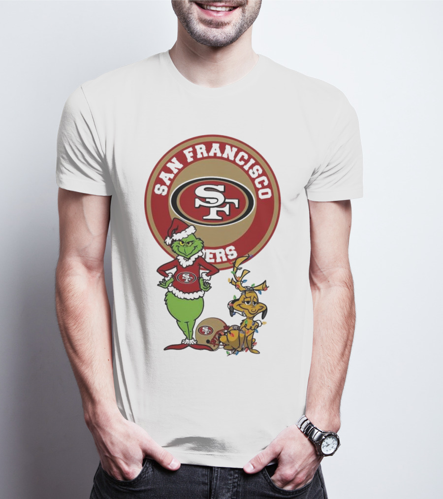 San Francisco 49ers Grinch And Max Merry Christmas T-Shirt