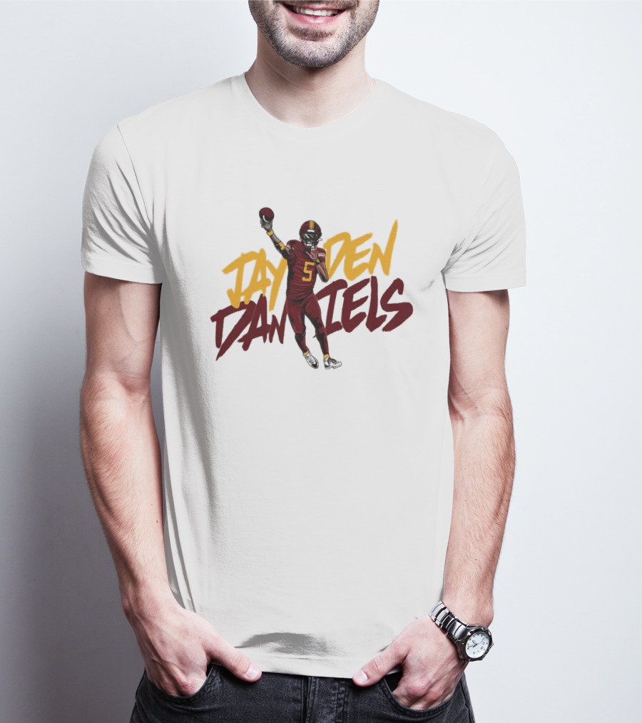 Jayden Daniels Washington Commanders Player Cartoon Football 5 T-Shirt