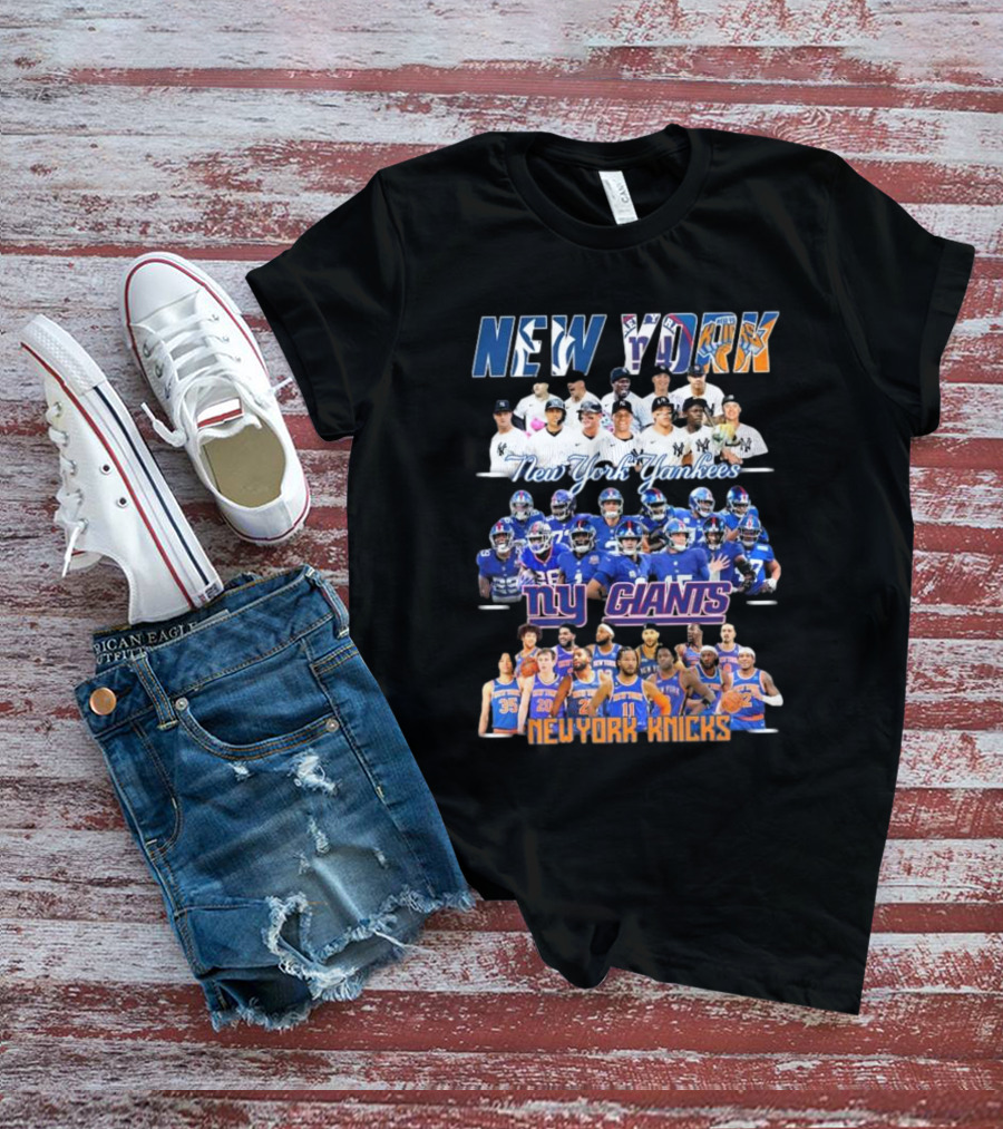 New York Yankees NY Giants New York Knicks Team Players T-Shirt