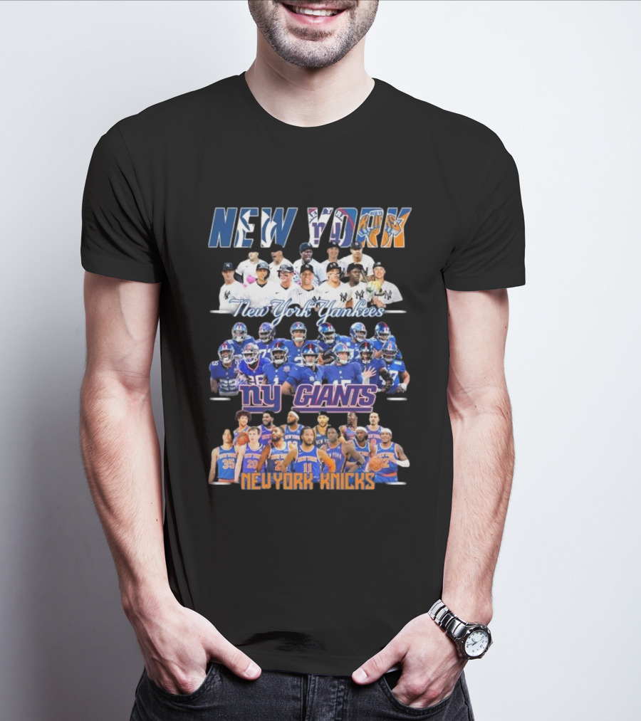 New York Yankees NY Giants New York Knicks Team Players T-Shirt