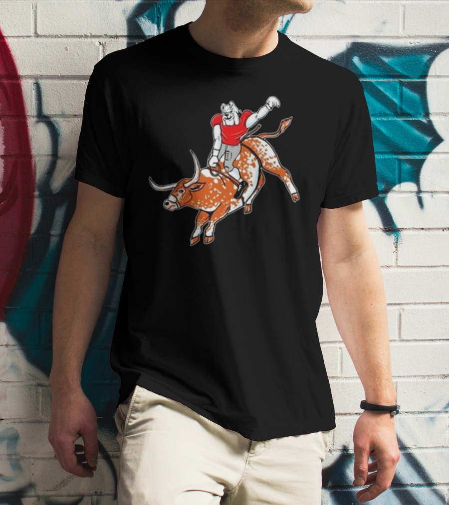 Ga Horns Down Bulldog Rides Longhorn T-Shirt