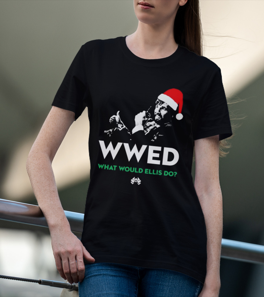 WWED What Would Ellis Do Santa Hat Christmas Edition T-Shirt