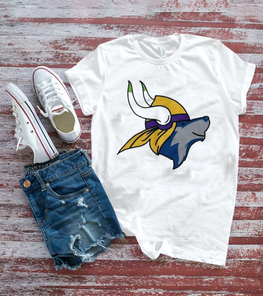 Minnesota Timbervikes Wolf And Viking Helmet Mashup T-Shirt