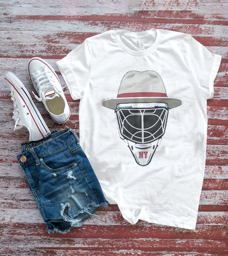 New York Rangers NY Hockey Mask Fedora Hat T-Shirt